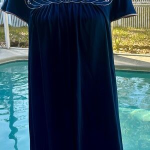 Elegant Blue Women's Shadow Line 80’s style nightgown and robe coquette vintage